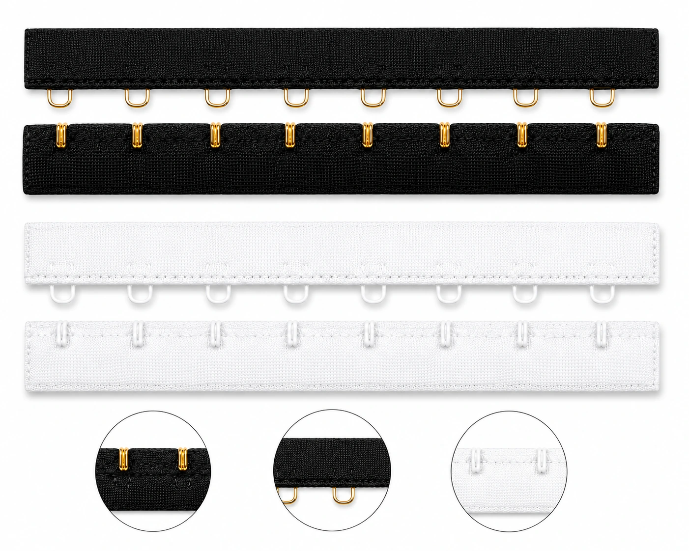 Metered Hook and Eye Tape | Gold, Free Nickel & Stainless Steel Options - Bra Accessory Manufacturer